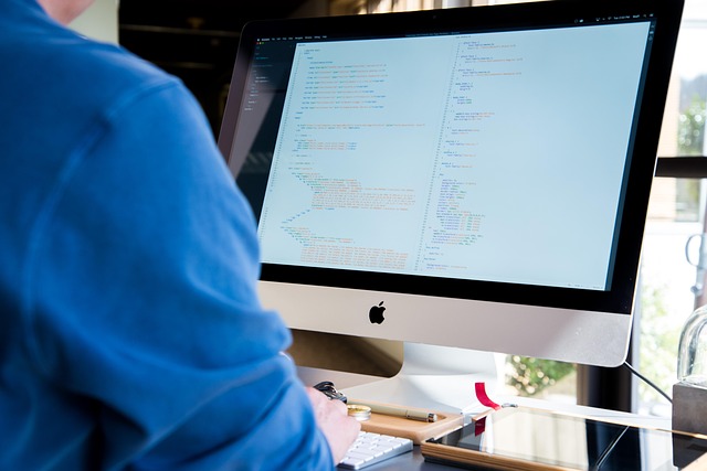 developer coding laptop modern workspace
